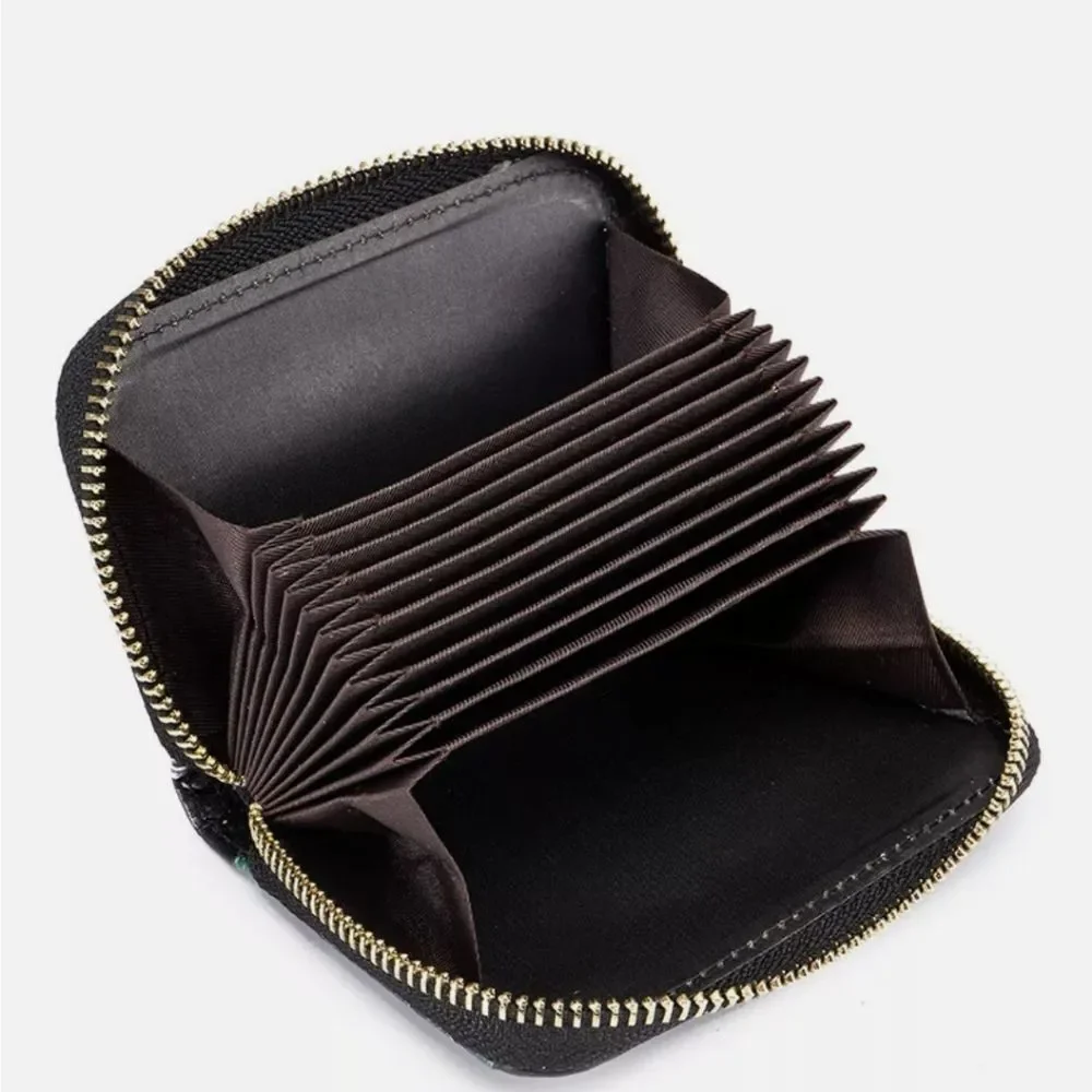 RFID Blocking Credit Card Holder For Women Zipper PU Leather Card Small Wallet